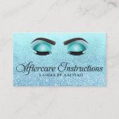 Lash Aftercare Instructions Turquoise Glam Glitter Visitekaartje (Voorkant)