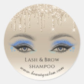 Lash and Brow Shampoo Gold Glitters Business Ronde Sticker (Voorkant)