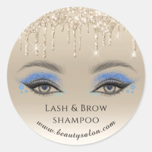 Lash and Brow Shampoo Gold Glitters Business Ronde Sticker