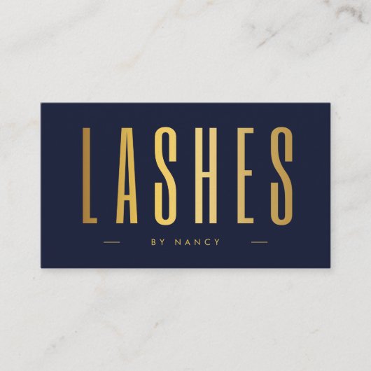 Lash Artiest QR Code & Logo Navy en Goud Visitekaartje (Voorkant)