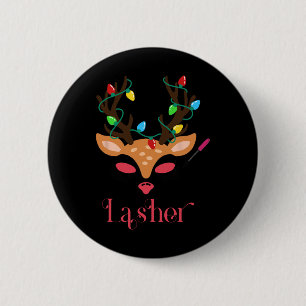Lash Artist Kerstverlichting Rendier Esthetician Ronde Button 5,7 Cm