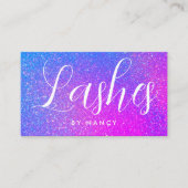 Lash Artist Typography Paarse holografische glitte Visitekaartje (Voorkant)