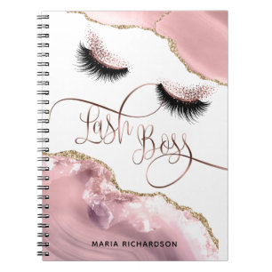 Lash Boss Makeup Eyebrow Eyes Lashes Blush roze Notitieboek