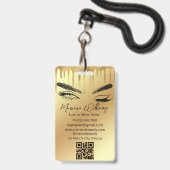lash & brow artiest qr code gold drifbedrijf badge (Voorzijde met lanyard)