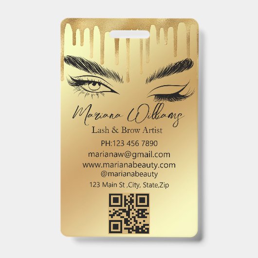 lash & brow artiest qr code gold drifbedrijf badge (Voorzijde)