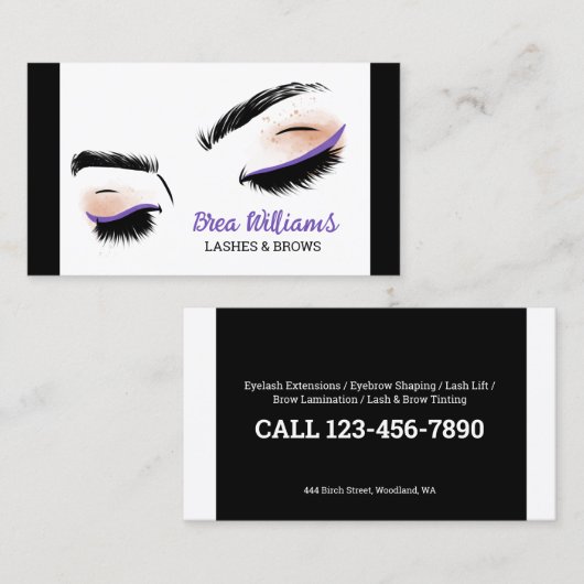 👁️ Lash & Brow Make-up Professioneel Visitekaartj Visitekaartje (Voorkant / Achterkant)