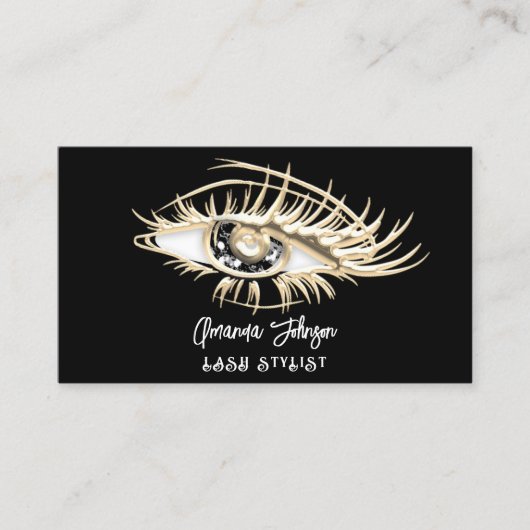 Lash Brow Makeup Logo Black Eye QrCode Gold Visitekaartje (Voorkant)