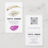 Lash Brow Permanent Makeup Logo QR Code Blauw Roze Visitekaartje (Voorkant / Achterkant)