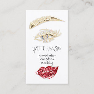Lash Brow Permanent Makeup Logo QR Code Red Lips Visitekaartje