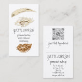 Lash Brow Permanent Makeup Logo QR Gold Kiss Lip Visitekaartje (Voorkant / Achterkant)