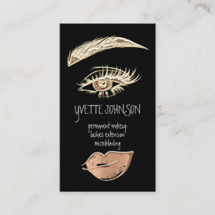 Lash Brow Permanent Makeup Logo QRCode Gold Copper Visitekaartje