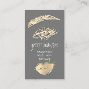 Lash Brow Permanent Makeup Logo QRCode Gold Grey Visitekaartje