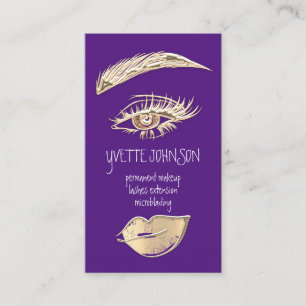Lash Brow Permanent Makeup Logo QRCode Gold Paars Visitekaartje