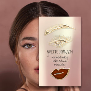 Lash Brow Permanent Makeup QRCode Gold Brown Lips Visitekaartje