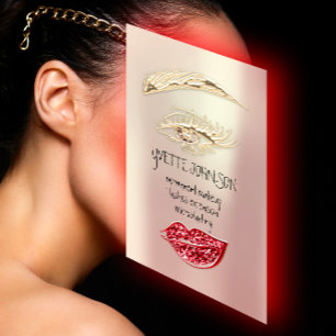 Lash Brow Permanent Makeup QRCode Gold Roos Red Visitekaartje