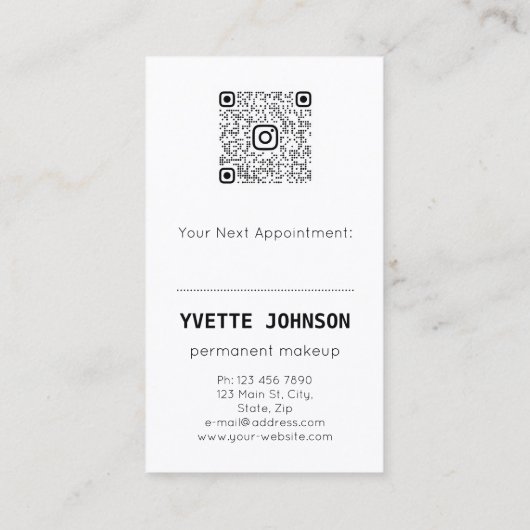 Lash Brows Permanent Makeup Logo QRCode Black Visitekaartje (Achterkant)