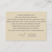 Lash carte de soins (Dos)