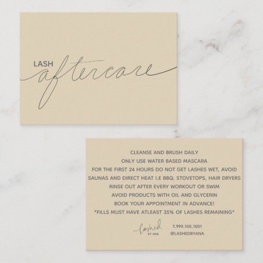 Lash carte de soins (Devant / Derrière)