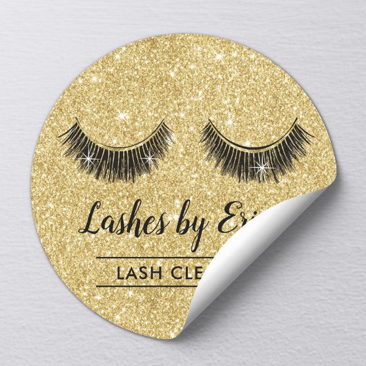 Lash Cleaner Eyelash Extensions Gold Glitter Ronde Sticker