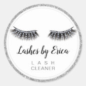 Lash Cleaner Eyelash Extensions Silver Glitter Ronde Sticker (Voorkant)