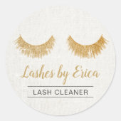 Lash Cleaner Gold Eyelash Extensions Elegant Linen Ronde Sticker (Voorkant)
