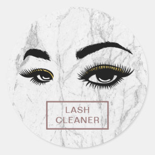 Lash Cleaner Modern White Marble Ronde Sticker