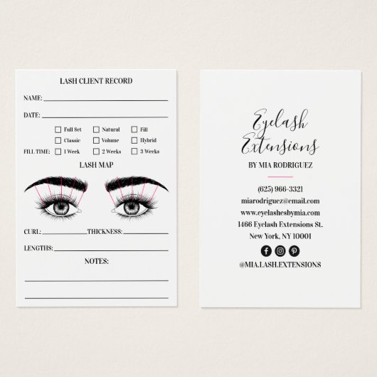 Lash client enregistrement eyelash extensions mode (Devant & derrière)