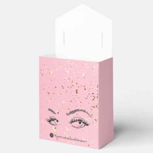 Lash extensie Lashes Gold Glitter Aftercare Kit Bedankdoosjes (Geopend)