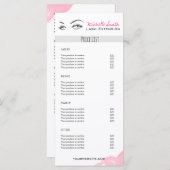 Lash extensie Minimalist Lash Services prijslijst Menu (Voorkant / Achterkant)