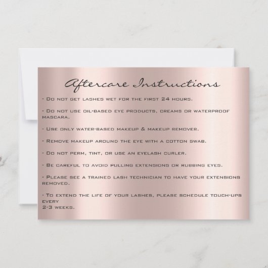 Lash Extension Instructions Blue Eyes Kaart (Achterkant)