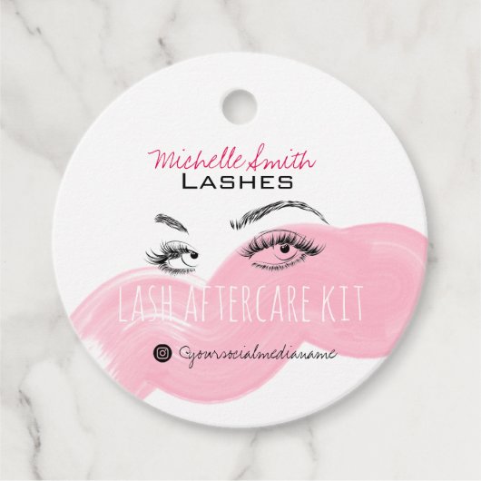 Lash extension Lashes Brow Pink Lash Aftercare Kit Bedankjes Labels (Voorkant)