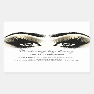 Lash Extension Makeup Beauty Golden Eyes White Rechthoekige Sticker