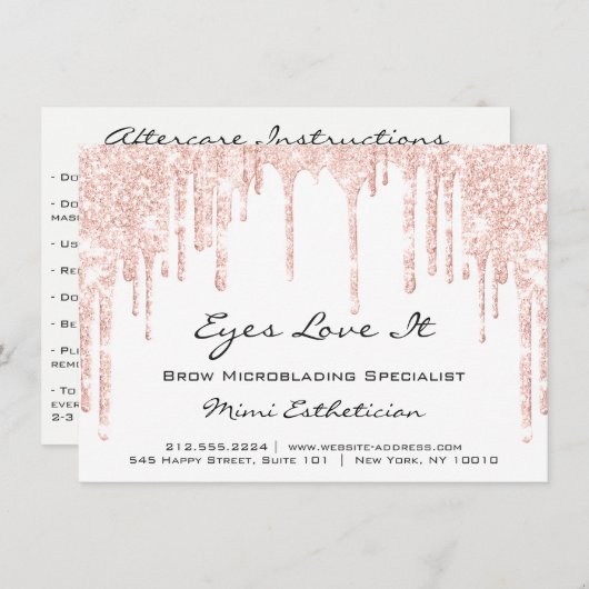 Lash Extension Natercare Instruction Spark Glitter Kaart (Voorkant / Achterkant)