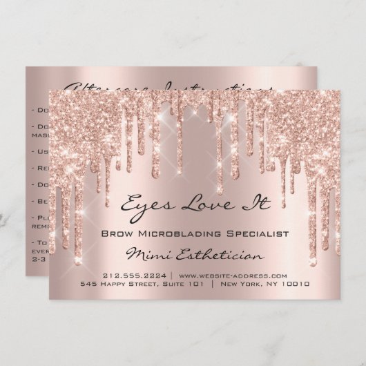 Lash Extension Natercare Instruction Spark Glitter Kaart (Voorkant / Achterkant)