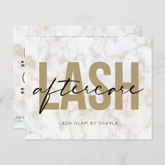 Lash Extension Natercare Instructions Marble Kaart (Voorkant / Achterkant)