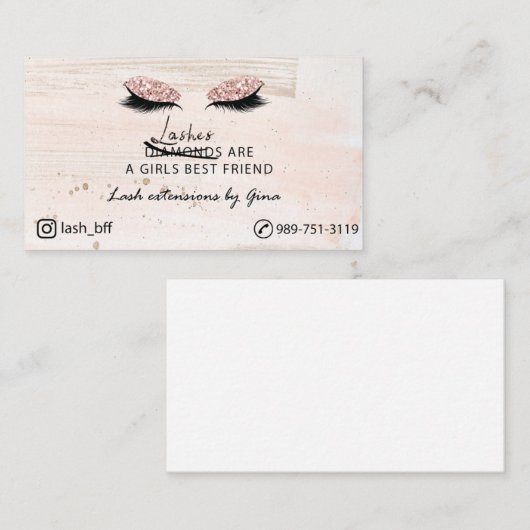 Lash Extension Visitekaartje - Classy Pink (Voorkant / Achterkant)