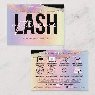 Lash Extensions Aftercare Holographic Rainbow Visitekaartje