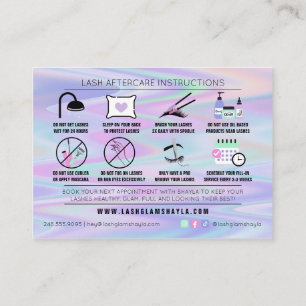 Lash Extensions Aftercare Instructies Holographic Visitekaartje