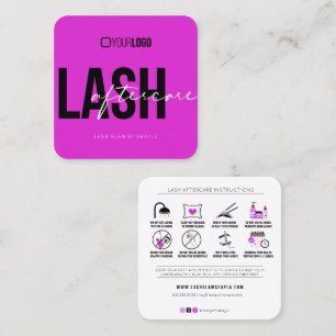 Lash Extensions Aftercare Instructies Hot Pink Vierkante Visitekaartje