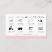 Lash Extensions Aftercare Instructies Modern Roze Visitekaartje (Achterkant)