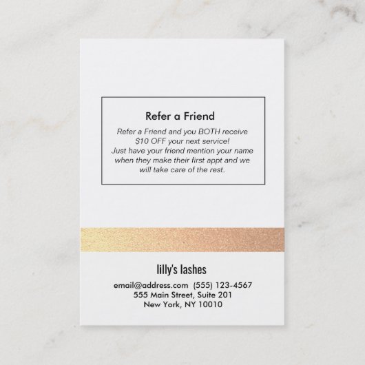 Lash Extensions Aftercare Instructies & Verwijzing (Achterkant)