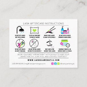 Lash Extensions Aftercare Instructies - Vet Neon Visitekaartje