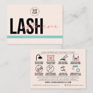 Lash Extensions Aftercare Instruction Care Cards Visitekaartje