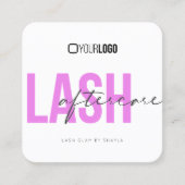 Lash Extensions Aftercare Instructions Fuchsia Squ Vierkante Visitekaartje (Voorkant)