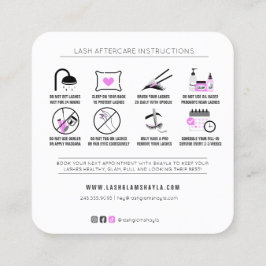 Lash Extensions Aftercare Instructions Fuchsia Squ Vierkante Visitekaartje