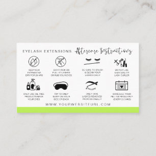 Lash Extensions Aftercare Instructions Modern Busi Visitekaartje