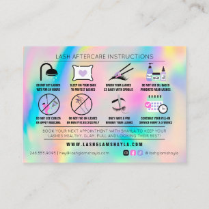 Lash Extensions Aftercare Instructions Rainbow Visitekaartje