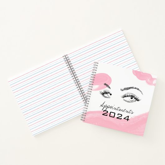 Lash extensions Make-up roze Waterverf afspraak Notitieboek (Binnen)