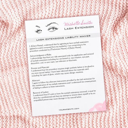 Lash extensions Minimalistische Pink Liability Wai Flyer