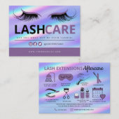 Lash Extensions nazorginstructies Visitekaartje (Voorkant / Achterkant)